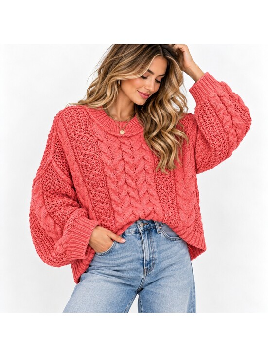 POL Sweaters - POL Women's Size Large Oversized Boho Cable Knit